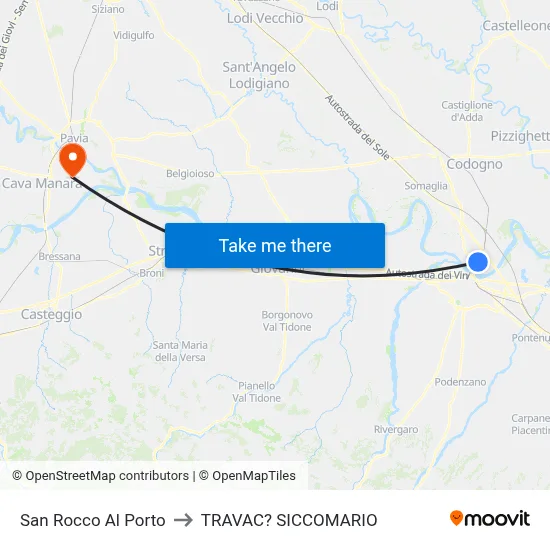 San Rocco Al Porto to Travacò Siccomario map