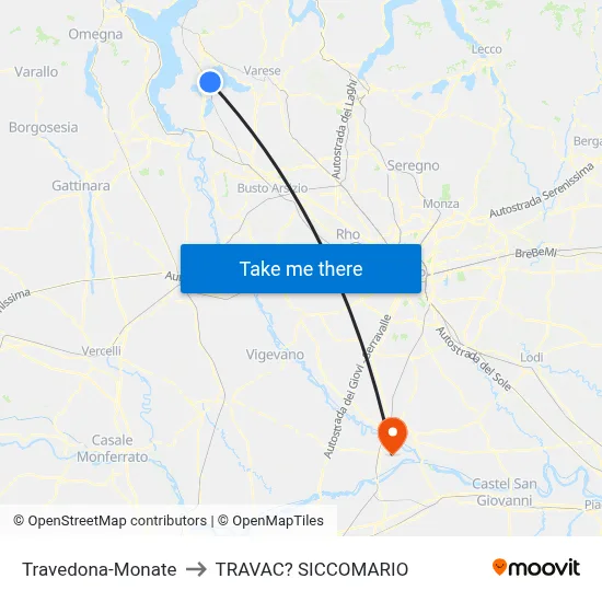 Travedona-Monate to Travacò Siccomario map