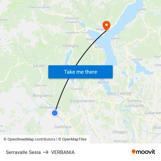 Serravalle Sesia to VERBANIA map