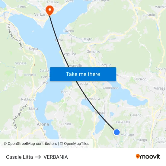 Casale Litta to Verbania map