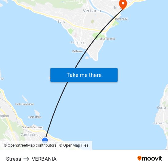 Stresa to VERBANIA map