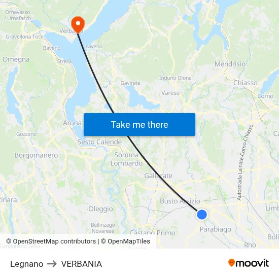 Legnano to Verbania map