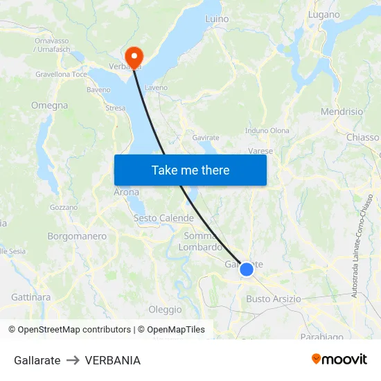 Gallarate to Verbania map