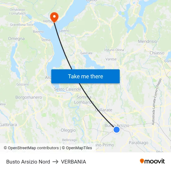 Busto Arsizio North to Verbania map