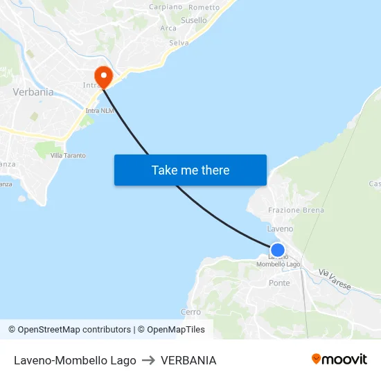 Laveno-Mombello Lago to VERBANIA map