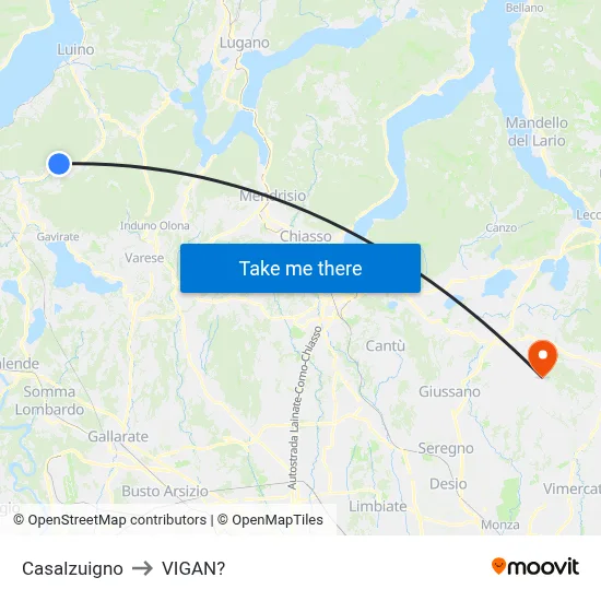 Casalzuigno to Vigano map