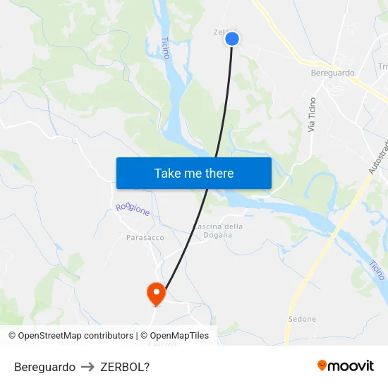 Bereguardo to ZERBOL? map