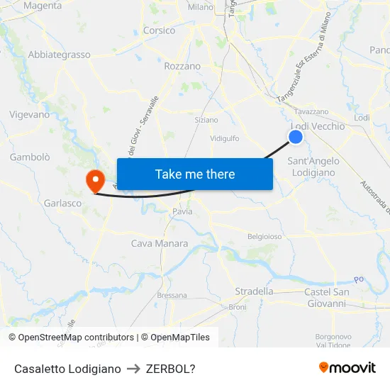 Casaletto Lodigiano to Zerbol map