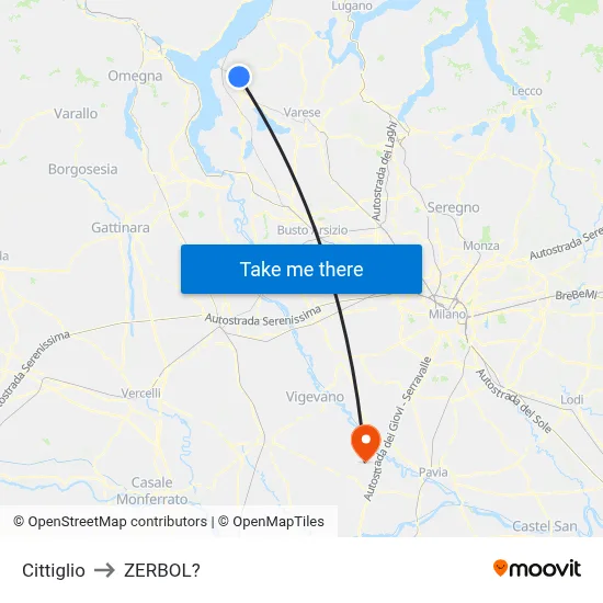 Cittiglio to Zerbol map