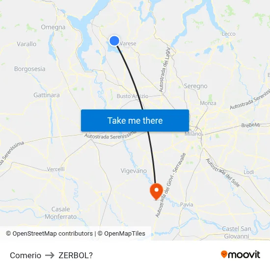 Comerio to Zerbol map