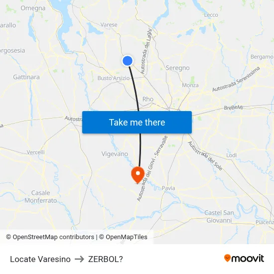 Locate Varesino to Zerbol map