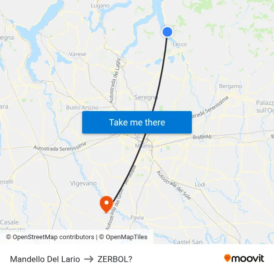 Mandello Del Lario to Zerbol map