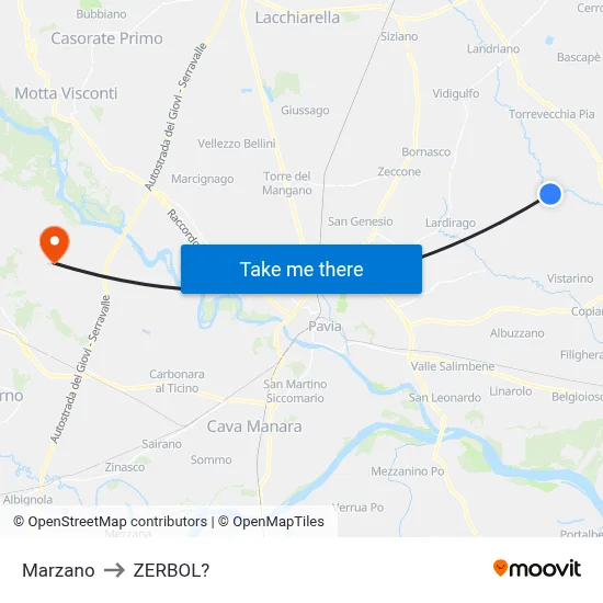 Marzano to Zerbol map