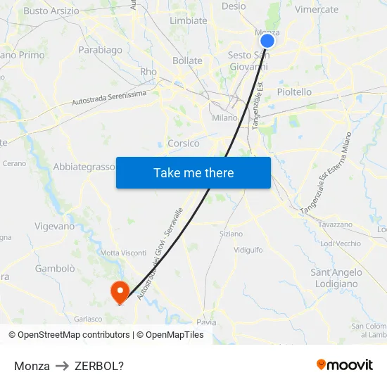 Monza to ZERBOL? map