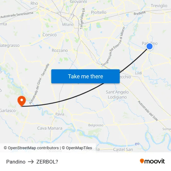 Pandino to Zerbol map