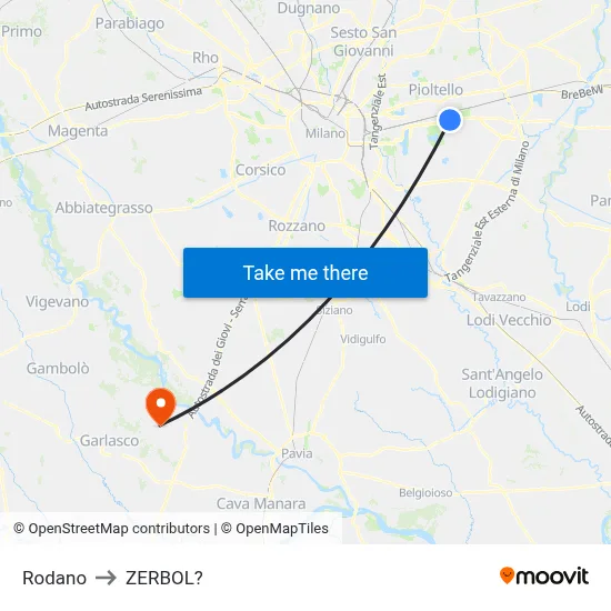 Rodano to Zerbol map