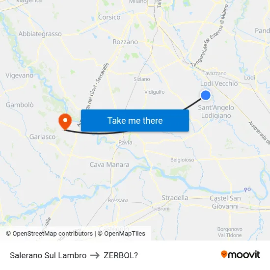 Salerano Sul Lambro to Zerbol map