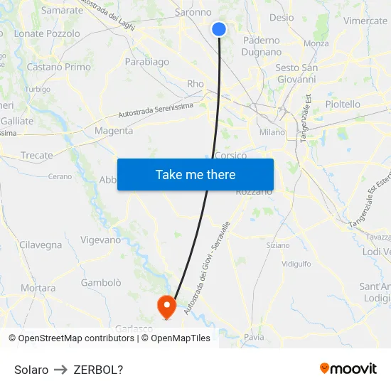 Solaro to Zerbol map
