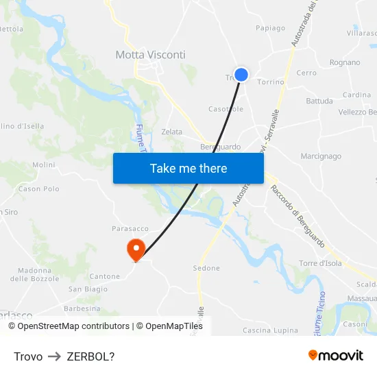 Trovo to Zerbol map