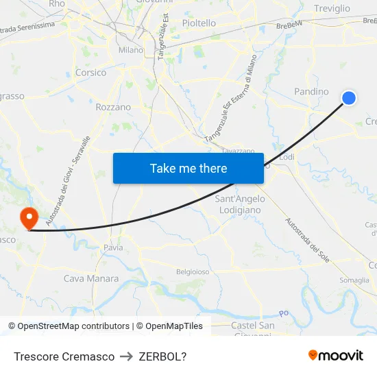 Trescore Cremasco to Zerbol map