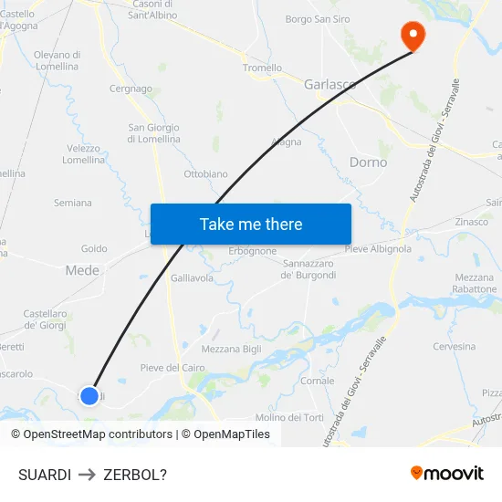 Suardi to Zerbol map