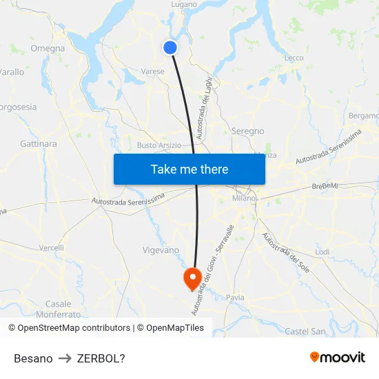 Besano to Zerbol map