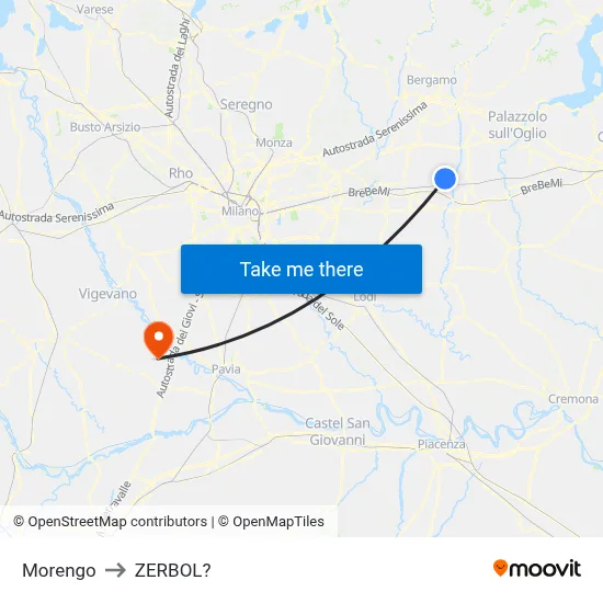 Morengo to Zerbol map