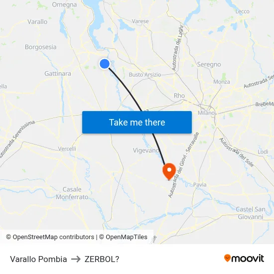 Varallo Pombia to Zerbol map