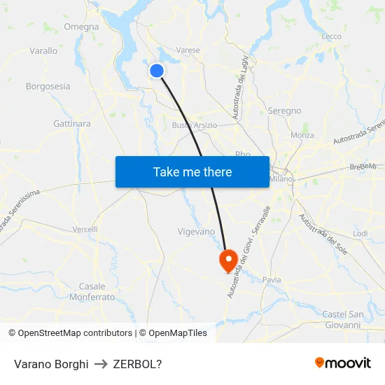 Varano Borghi to Zerbol map
