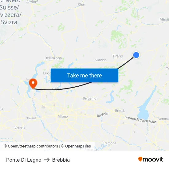 Wooden Bridge to Brebbia map