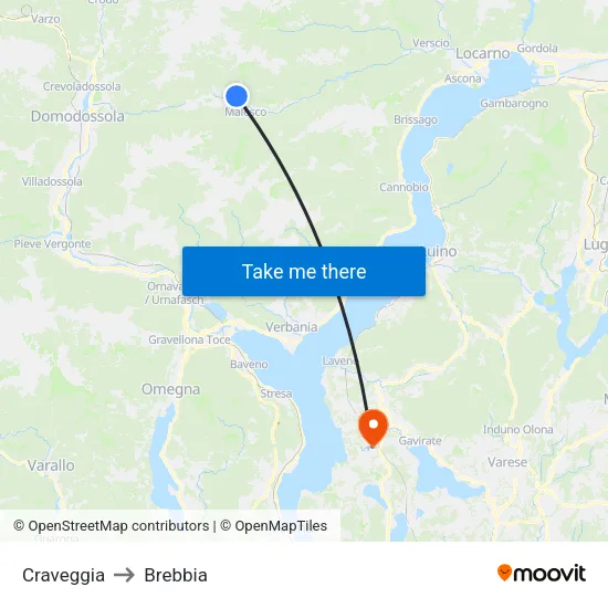 Craveggia to Brebbia map