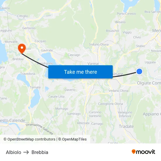 Albiolo to Brebbia map