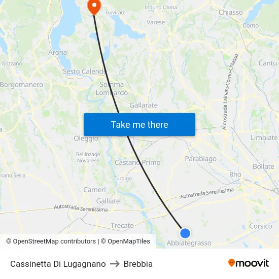 Cassinetta Di Lugagnano to Brebbia map