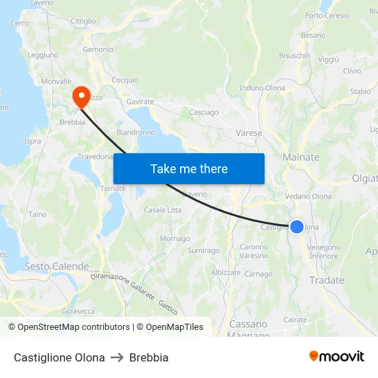 Castiglione Olona to Brebbia map