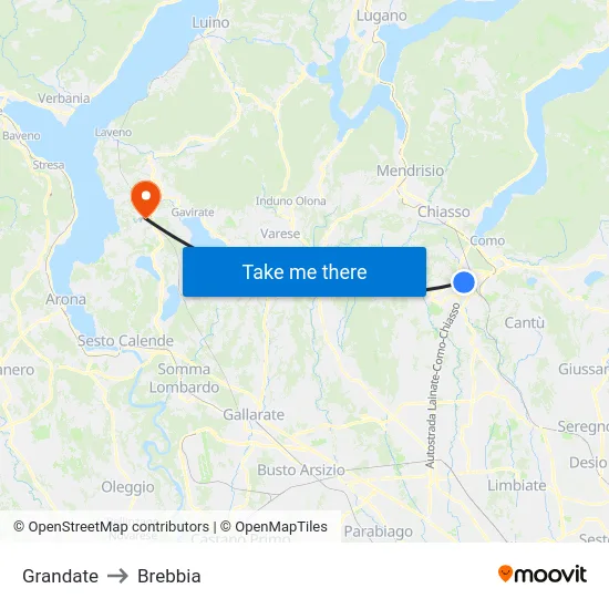 Grandate to Brebbia map