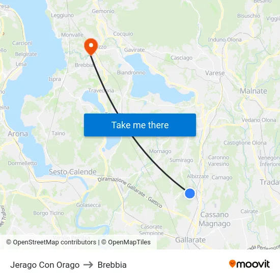 Jerago con Orago to Brebbia map