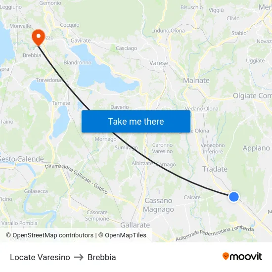 Locate Varesino to Brebbia map