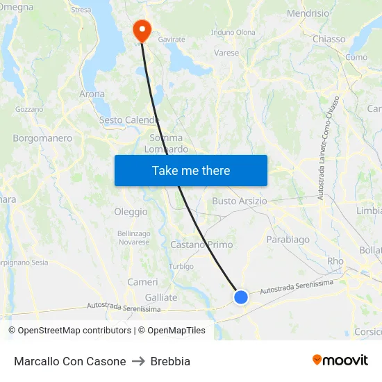 Marcallo con Casone to Brebbia map