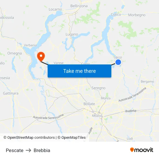 Pescate to Brebbia map