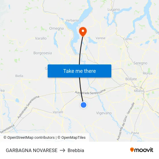 Garbagna Novarese to Brebbia map