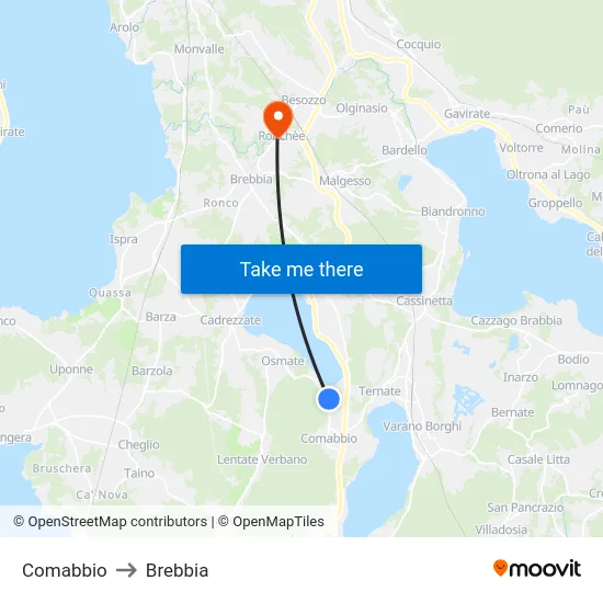 Comabbio to Brebbia map