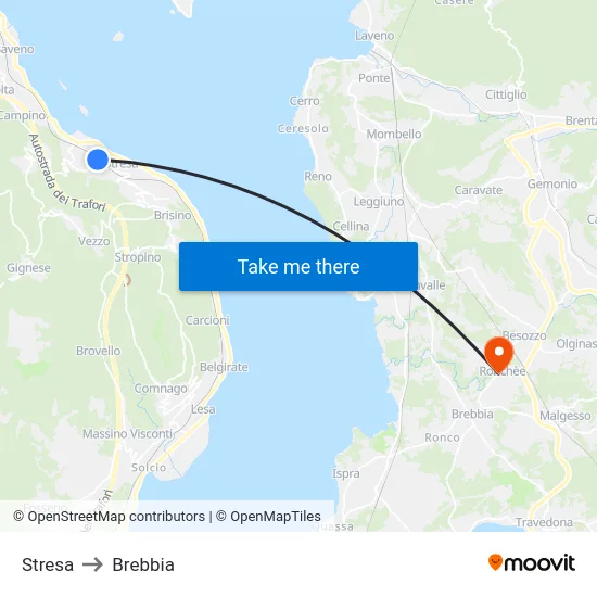 Stresa to Brebbia map