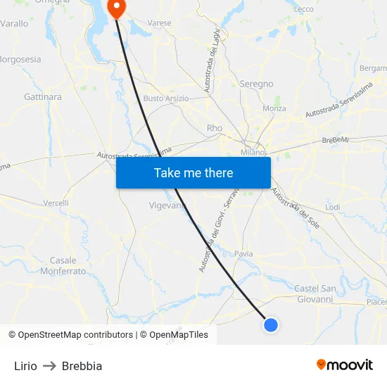 Lirio to Brebbia map