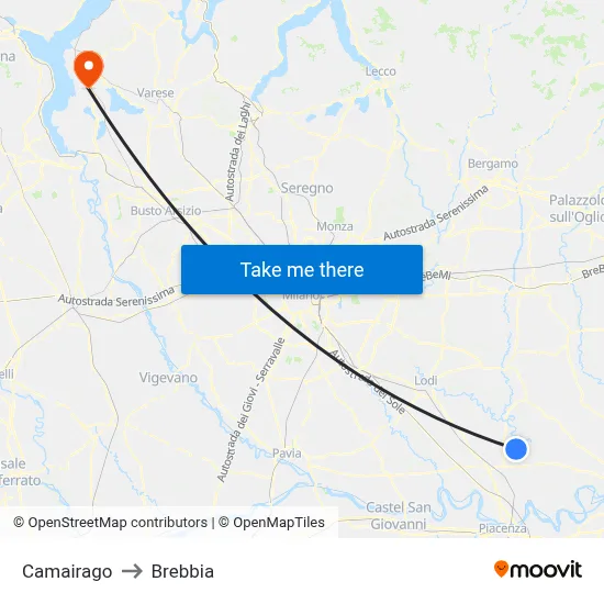 Camairago to Brebbia map