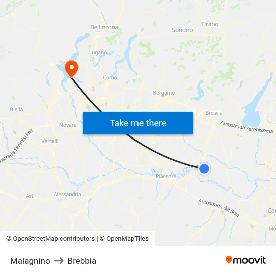 Malagnino to Brebbia map