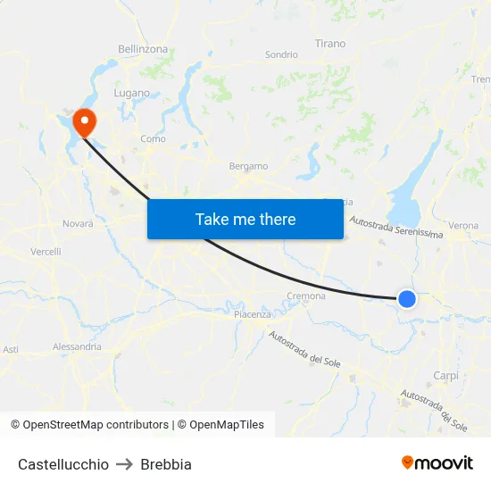 Castellucchio to Brebbia map