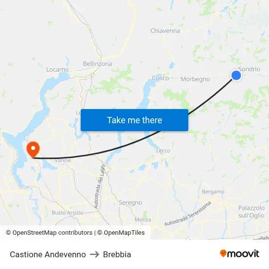 Castione Andevenno to Brebbia map
