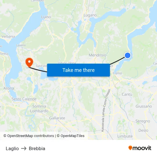 Laglio to Brebbia map