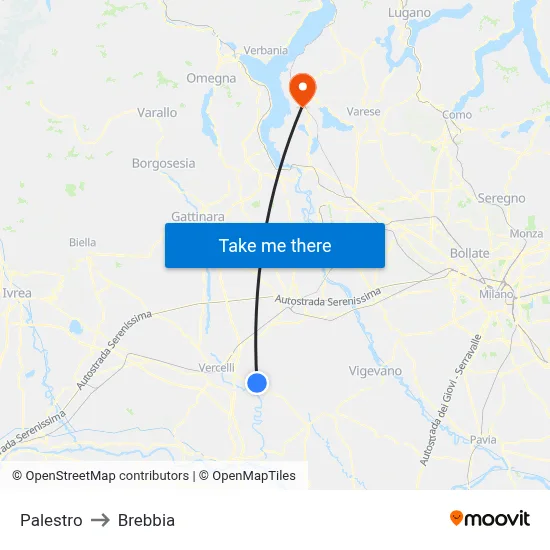 Palestro to Brebbia map