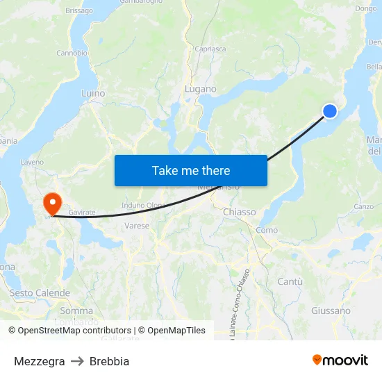 Mezzegra to Brebbia map